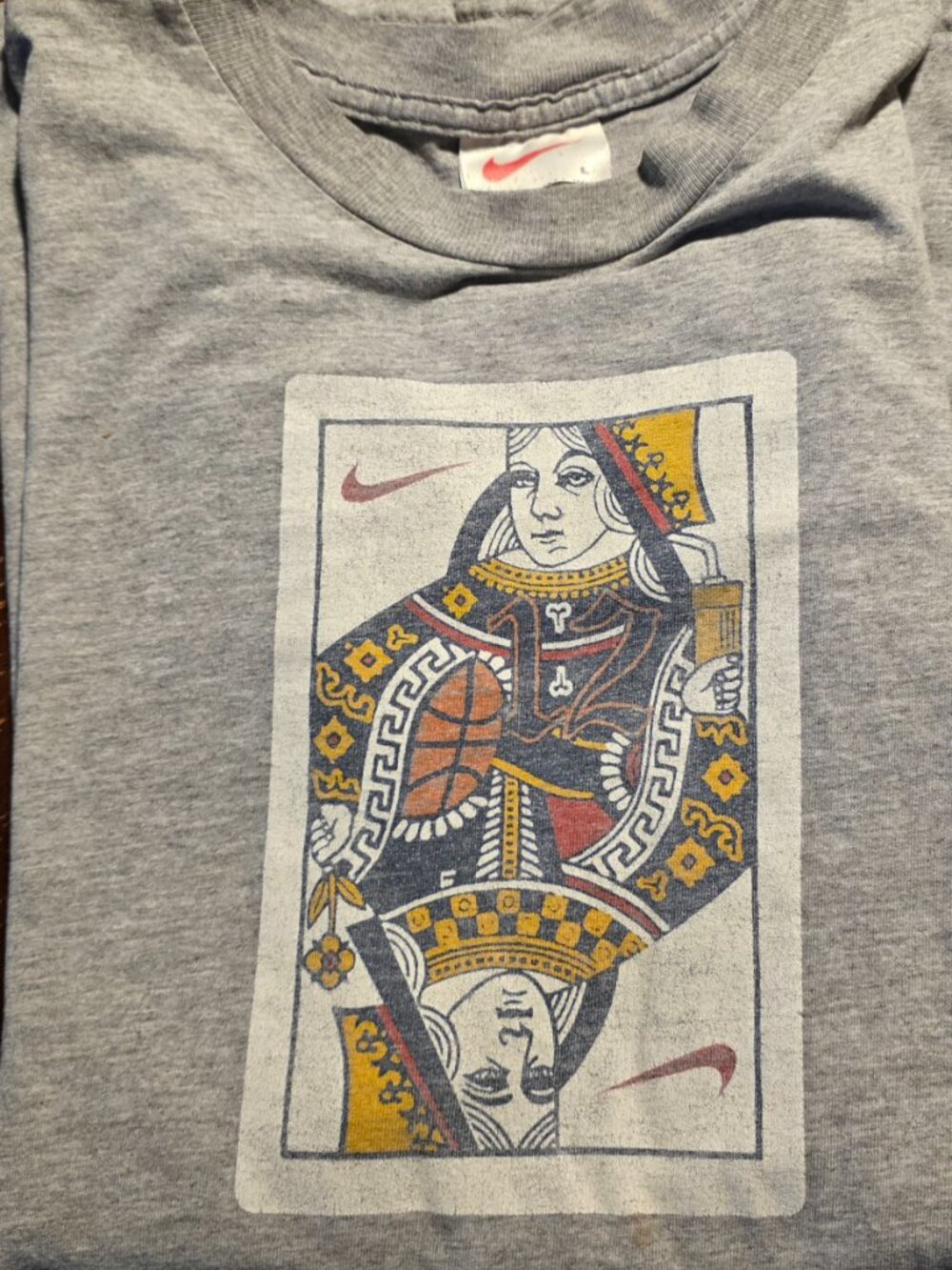 Vintage 90s Nike Queen of this Court Jack Gray Cotton Shirt Men's L